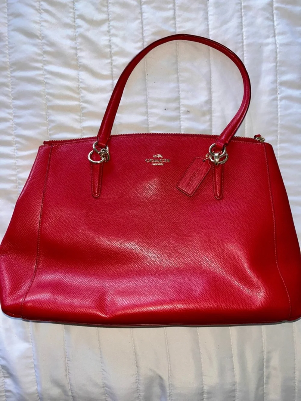 Vintage Coach Red Leather Satchel with Gold Hardware - Picture 3 of 13
